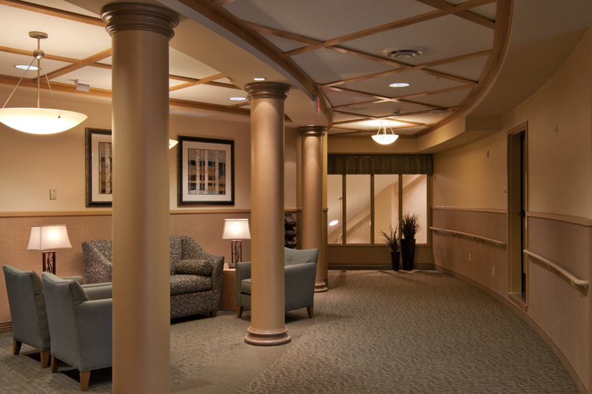Lobby with Curved Walls and Columns